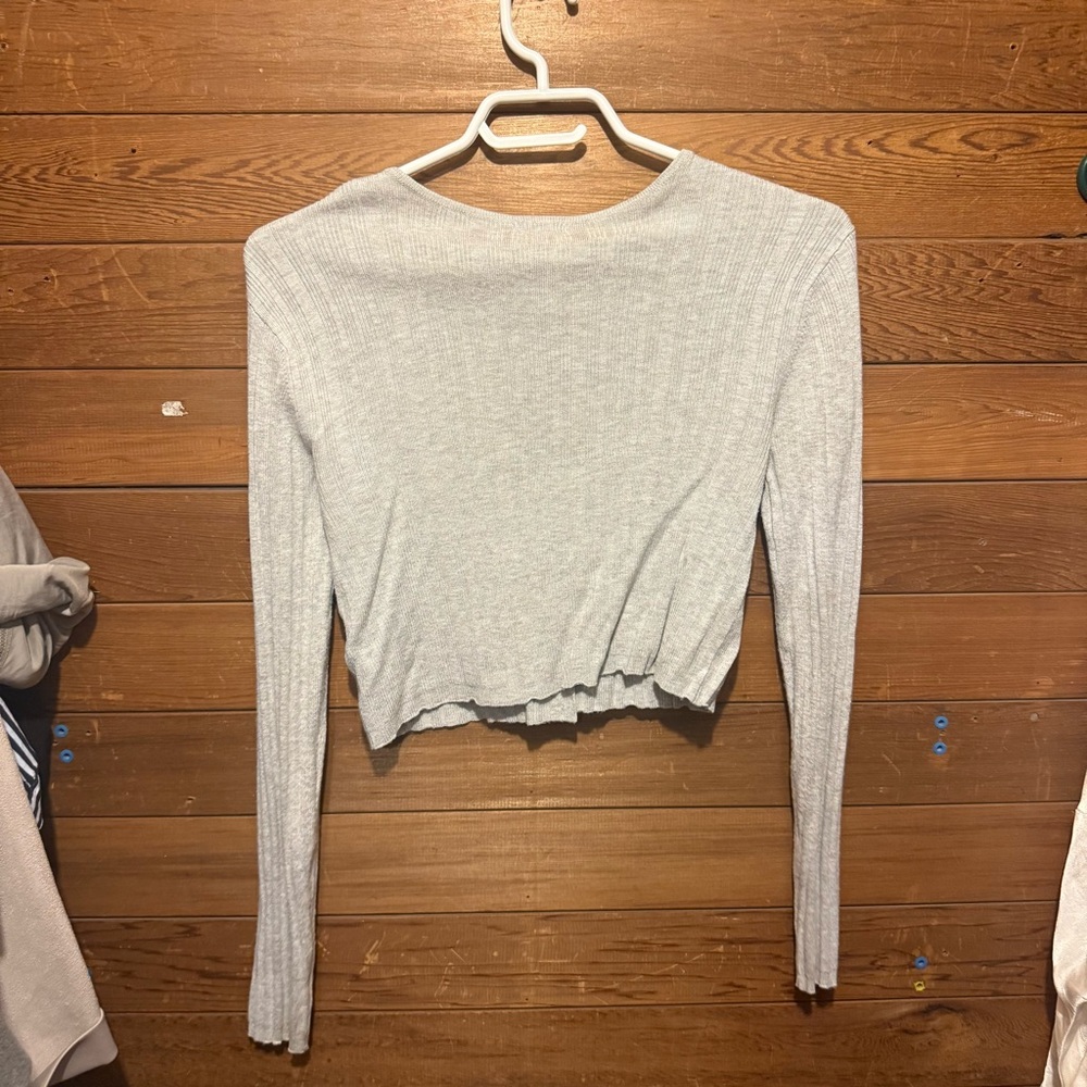 Garage Heather Gray Ribbed Cardigan - Picture 4 of 4
